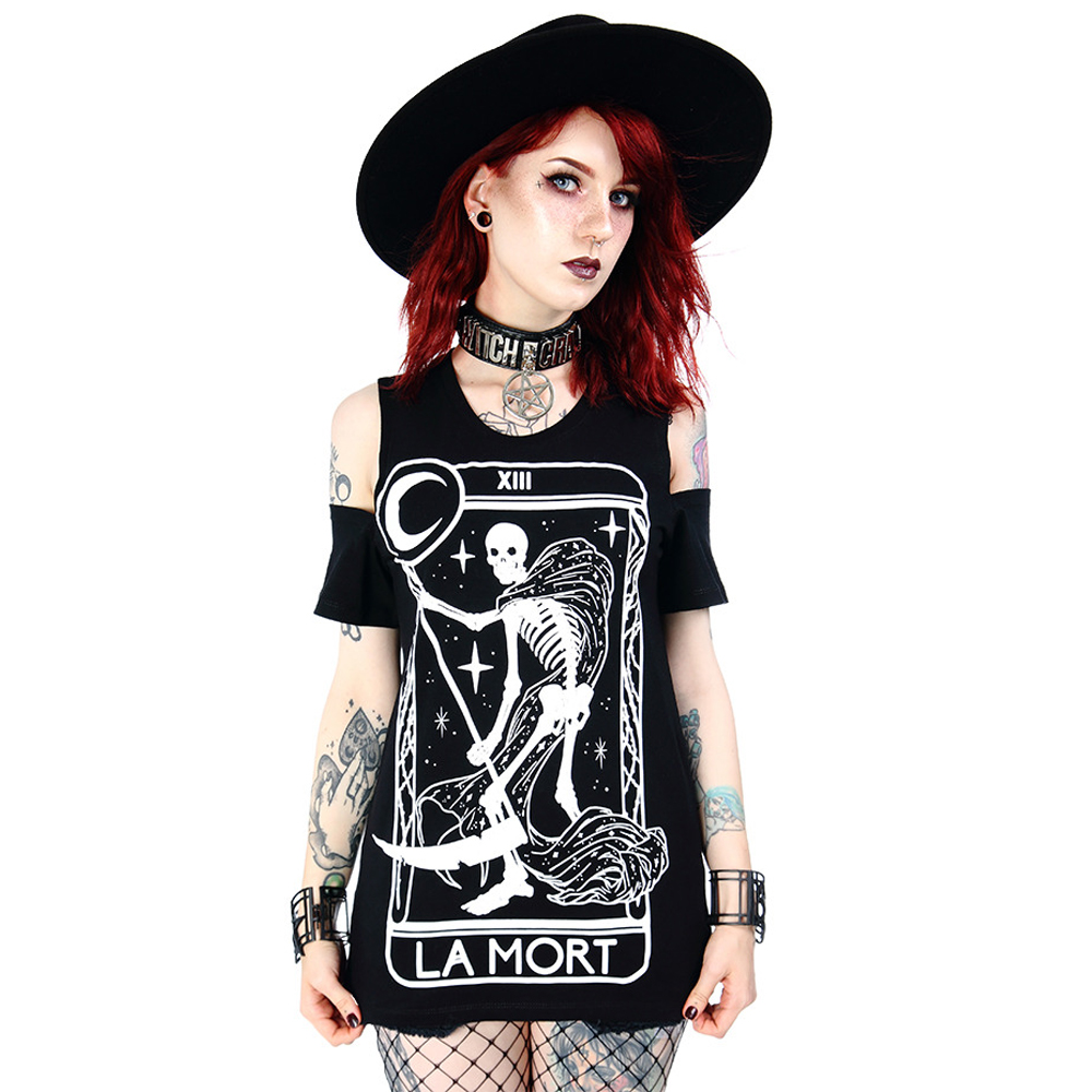 Restyle - Death tarot La Mort Ladies Tshirt - Oversized - Black